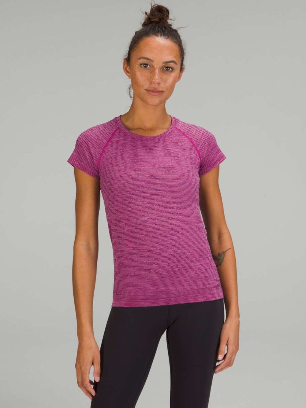 Lululemon Women's Swiftly Tech Short Sleeve Shirt 2.0 - Pink/Grey Stripe